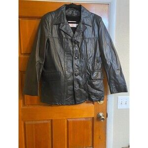 Mens Black Leather Jacket By Excelled USA SZ M/NOS/Zip Out Lining